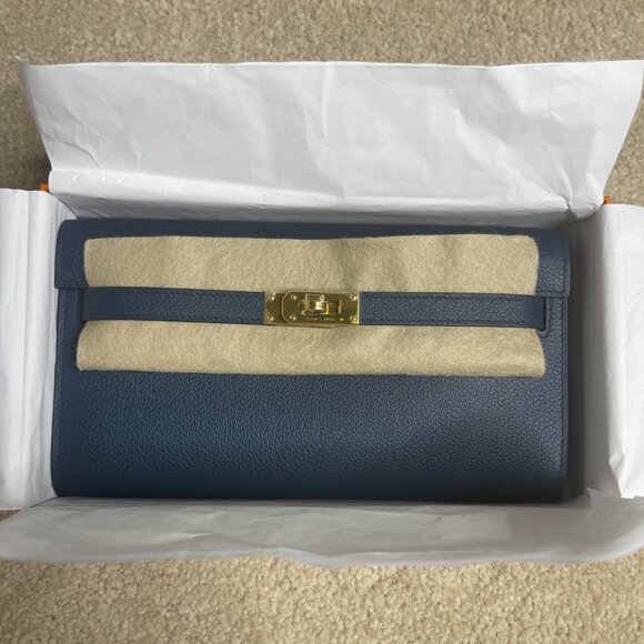 Brand New Hermes Kelly To Go Wallet Bag - Blue de Prusse / GHW - Picture 9 of 14